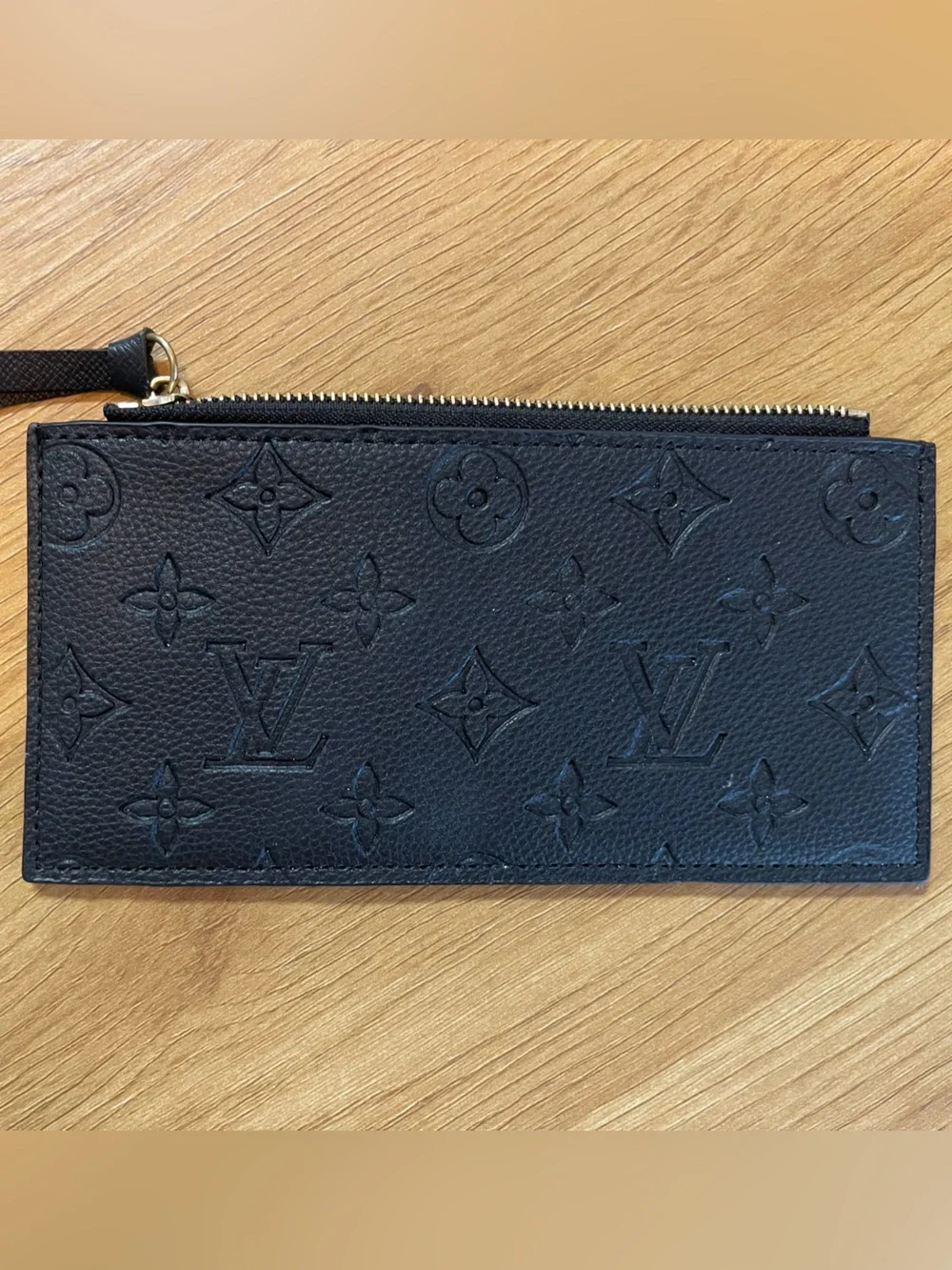 Louis Vuitton Black Embossed Monogram Zip Insert Wallet